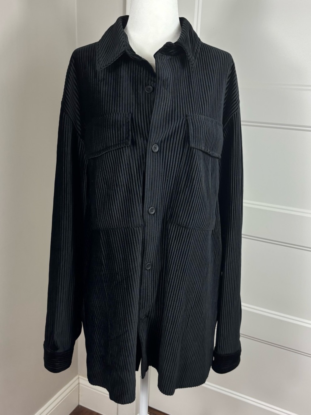 Zara Black Corduroy Overshirt Shacket Size M